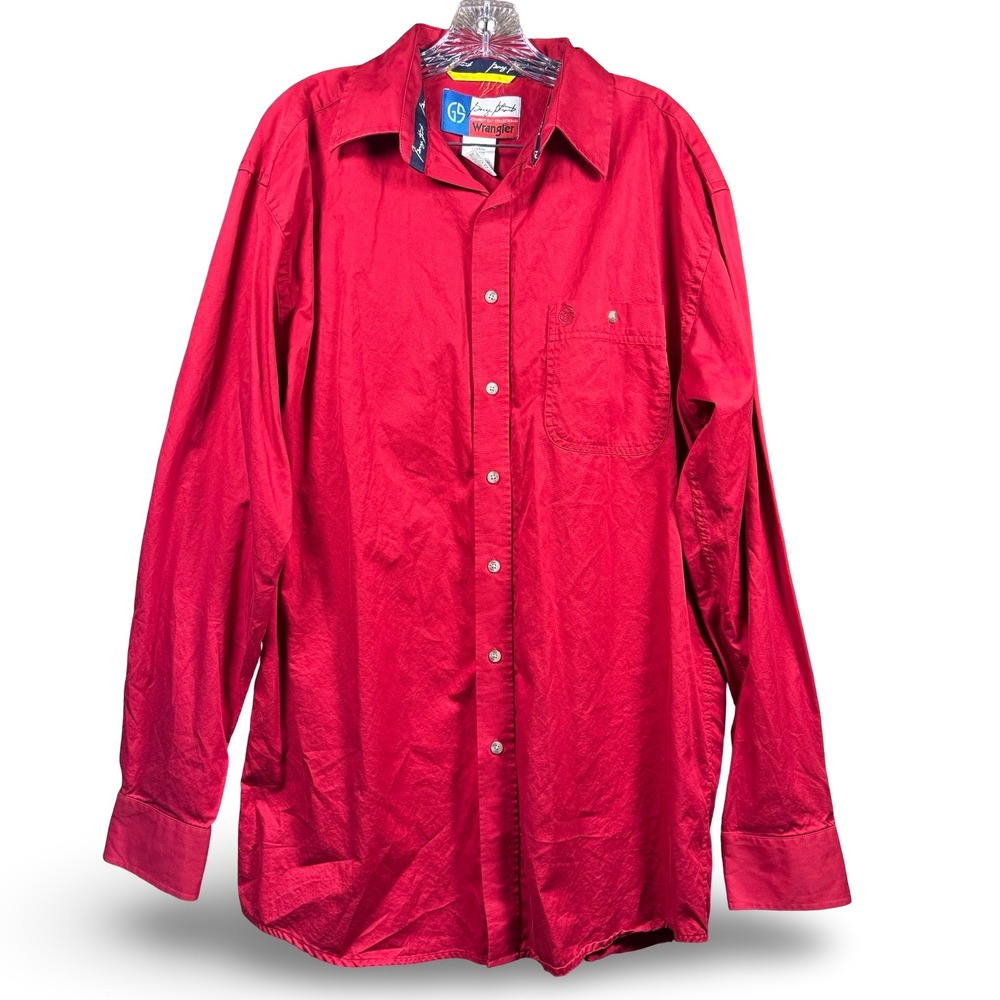 Wrangler Western Button Down L Tall Mens Red‎ Long Sleeve George Strait Cowboy